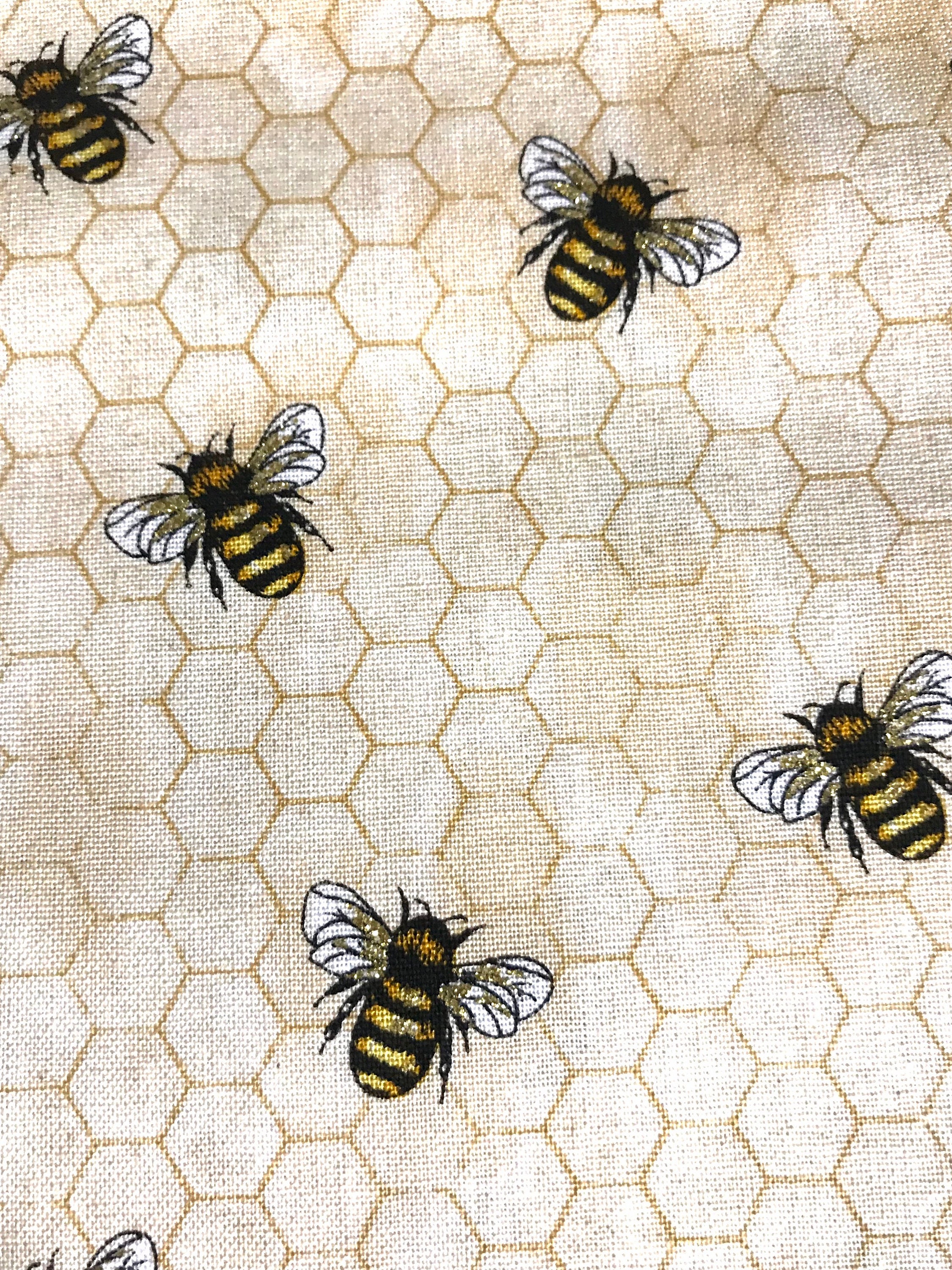One Half Yard of Fabric Bees Metallic Bee Fabric Etsy