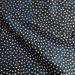 Fabric By The Half Yard - Mini White Stars on Navy, Patriotic Fabric, Navy Blue, Star Fabric