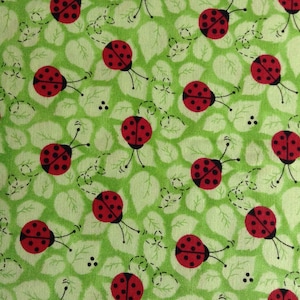 Fabric By The Half Yard - Little Ladybug Green, Ladybug Fabric, Insects, Garden  Bugs