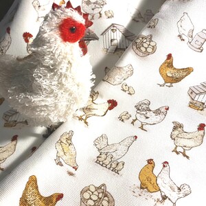 Fabric By The Half Yard - Chickens, Canvas, Home Dec Fabric, Duck Fabric, Farm Fabric, Chicken Fabric image 2