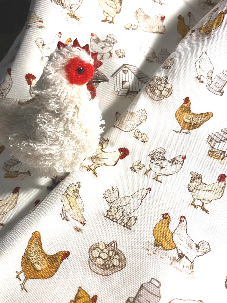 Fabric By The Half Yard - Chickens, Canvas, Home Dec Fabric, Duck Fabric, Farm Fabric, Chicken Fabric image 2