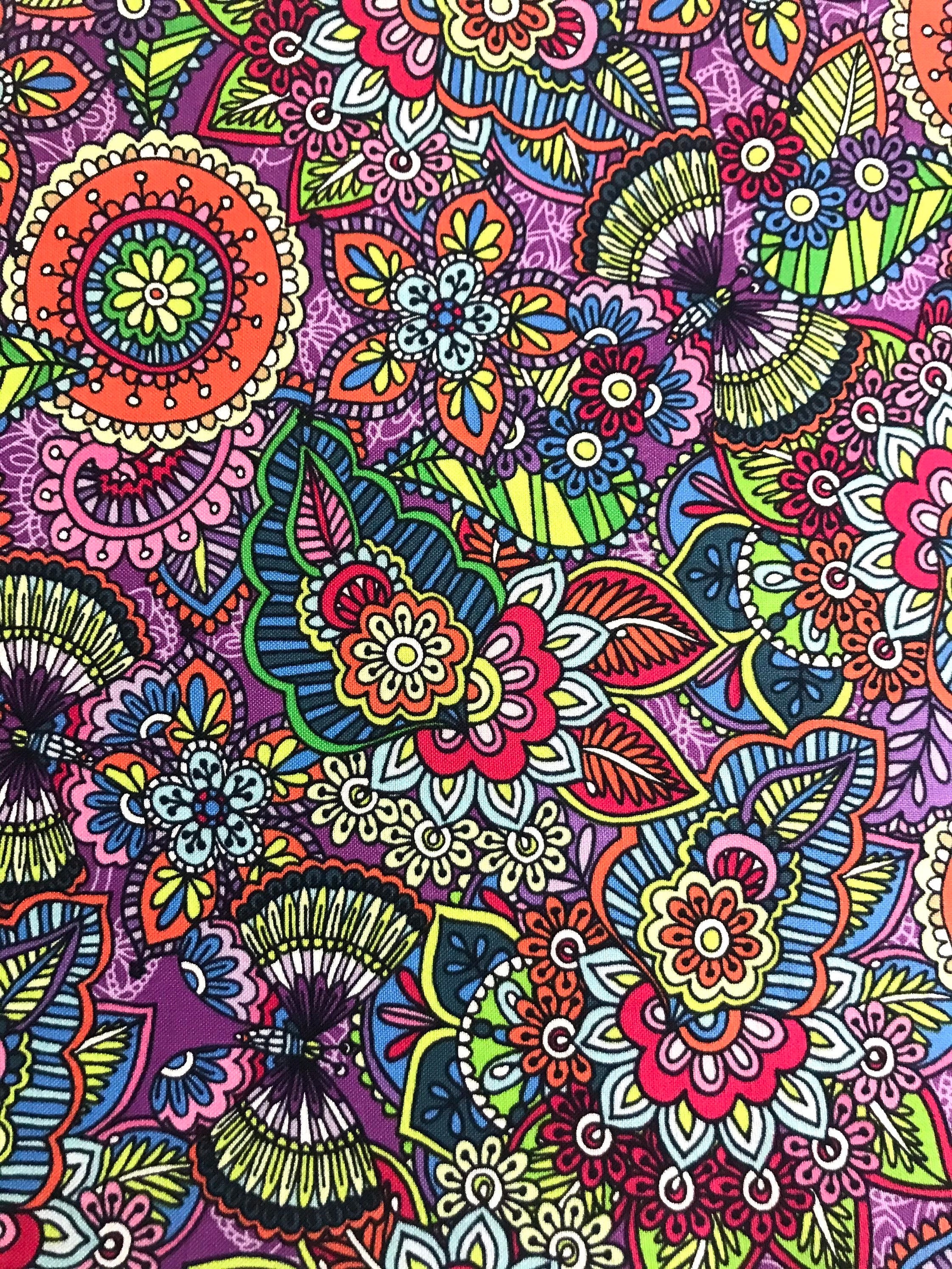 Fabric By the Half Yard -  Butterfly Floral, Modern Floral Design, Butterfly Fabric, Floral Fabric