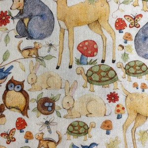 Fabric By The Half Yard - Packed Woodland Animals, Nursery Fabric, Wild Animals, Zoo Animals, Animal Fabric, Forest Animals, Designer Fabric