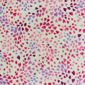 Fabric By The Half Yard - Mini Pink Hearts Swirl,  Nursery Fabric, Heart Fabric, Baby Fabric, Valentines Day
