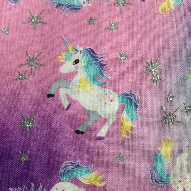 One Half Yard of Fabric Unicorns and Silver Stars Unicorn Etsy