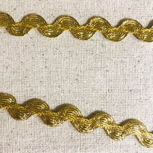5 Yards of 1/2 Inch Wide Gold Metallic Ric Rac, Trim, Holiday ...