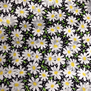 Fabric By The Half Yard, Packed Daisy Black, Daisy Fabric, Floral Fabric