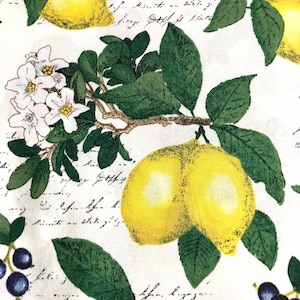 One Half Yard of Fabric Material - Lemons and Blueberries