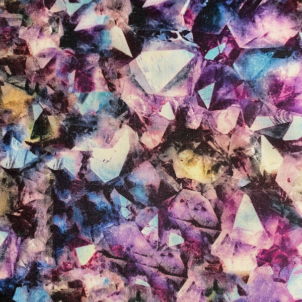 Fabric By The Half Yard - Packed Gem Stones, Amethyst, Almost Photo Real