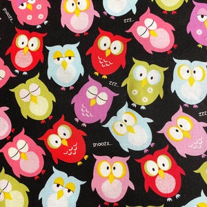 Fabric By The Half Yard - Owl Fabric, Snooze Owls, Nursery Fabric, Bird Fabric, Zoo Animals, Animal Fabric, Forest Animals, Owls, Fox