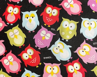 Fabric By The Half Yard - Owl Fabric, Snooze Owls, Nursery Fabric, Bird Fabric, Zoo Animals, Animal Fabric, Forest Animals, Owls, Fox