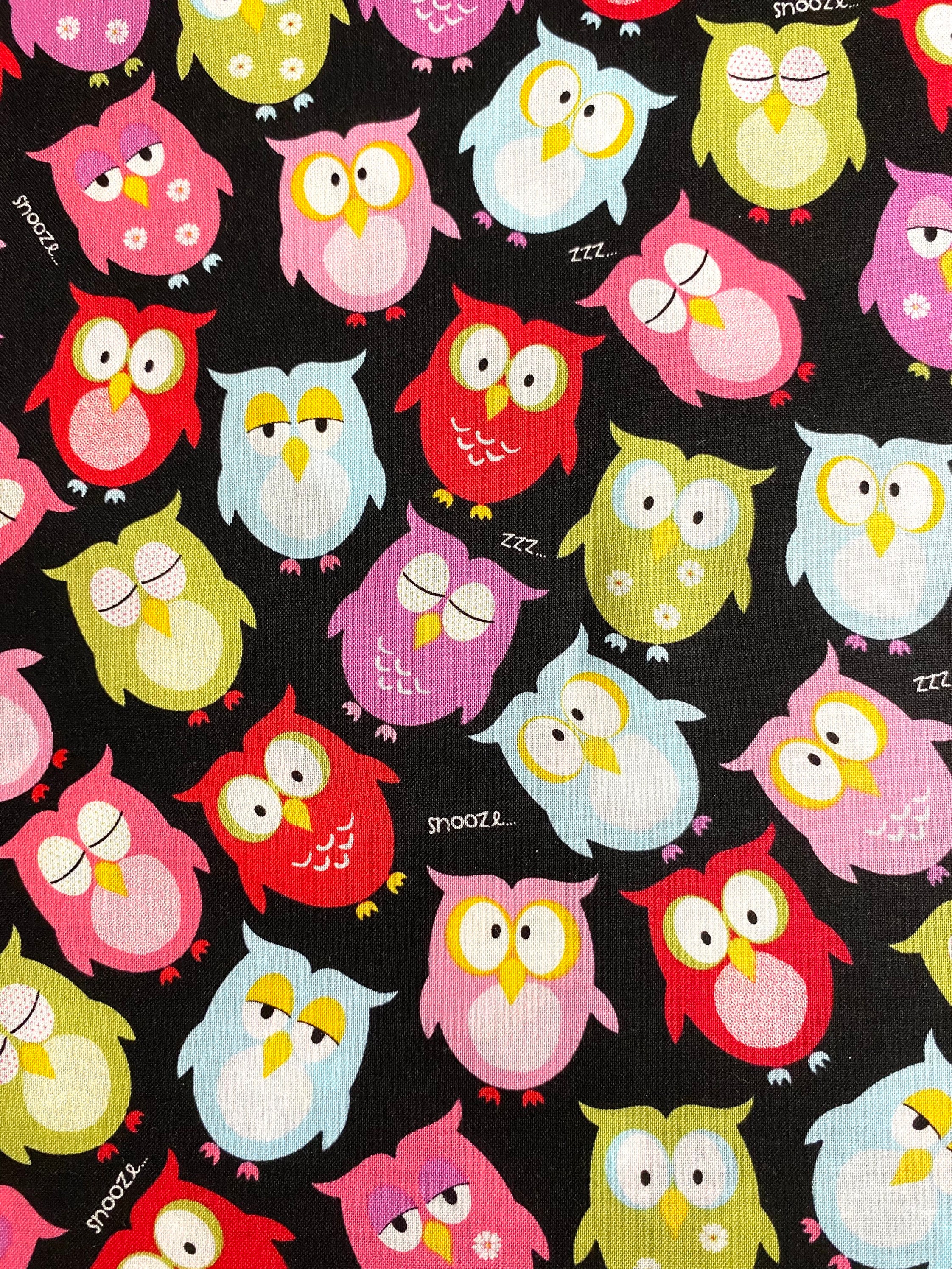 Fabric By The Half Yard - Owl Fabric, Snooze Owls, Nursery Fabric, Bird Fabric, Zoo Animals, Animal 