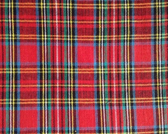 One Half Yard Fabric - Tartan Plaid, Homespun, Christmas Plaid, Homespun Tartan Plaid Fabric