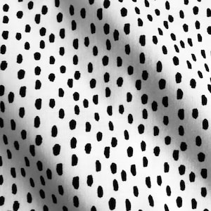 One Half Yard of Fabric - Black Smudged Dots on White,  Black Dots, Polka Dot Fabric