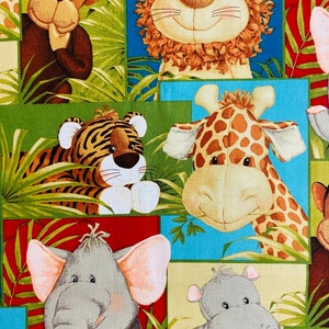 Fabric By The Half Yard - Jungle Babies Frames, Patchwork Fabric, Jungle Animals, Animal Fabric, Nursery Fabric, Designer Fabric