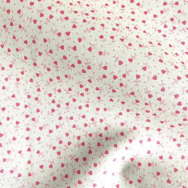 Fabric By The Half Yard - Mini Pink Hearts, 3/16 Inch Hearts, Nursery Fabric, BEST SELLER !  Heart Fabric, Baby Fabric, Valentines Day