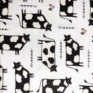 Fabric By The Half Yard -  Cows and Chickens, Farm Animals, Cow Fabric, Farm Fabric, Chicken Fabric