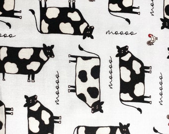 Fabric By The Half Yard -  Cows and Chickens, Farm Animals, Cow Fabric, Farm Fabric, Chicken Fabric