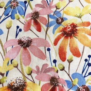 Fabric By the Half Yard - Cone Flowers, Flower Garden, Floral Fabric, Spring Flowers, Vintage Floral, Designer Fabric, Modern Floral Fabric