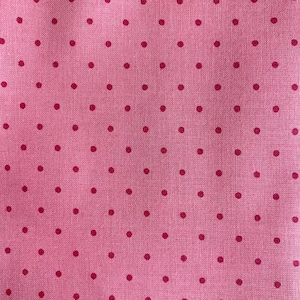 Fabric By The Half Yard - Darker Pink Dots on Medium Pink Background, Dot Fabric, Valentine Fabric