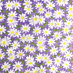 Fabric By The Half Yard, Packed Daisy Purple, Daisy Fabric, Floral Fabric