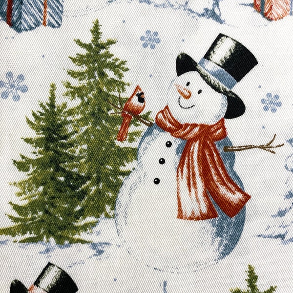 Fabric By the Half Yard -  Snowmen on Twill Fabric, Snowman Fabric, Home Dec Fabric , Tote Bag Fabric, Pillow Fabric, Canvas Fabric, Duc