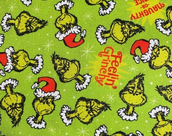 Fabric by The Half Yard - Grinch Christmas Fabric, Christmas Fabric, Get Grinchy Fabric, Dr Seuss Fabric