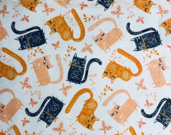 Fabric By The Half Yard - Meow Cats, Cat Fabric, Kids Fabric, Kitten Fabric, Juvenile Fabric