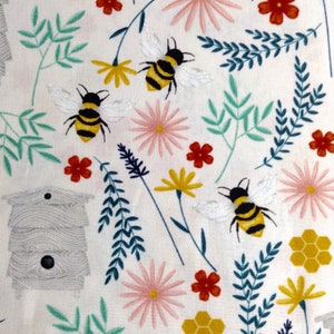 One Half Yard of Fabric Material -  Garden Bees, Bee Fabric, Bumble Bee Fabric