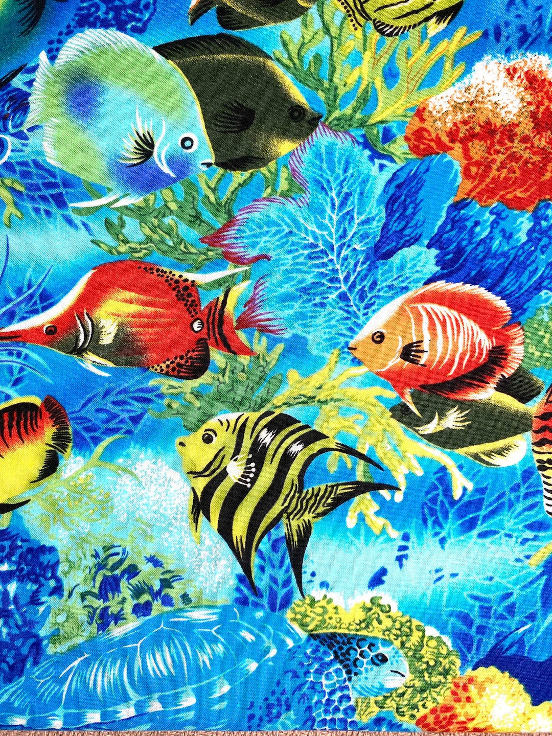 Fabric by the Half Yard Tropical Fish Sea Coral Fabric Sea Etsy