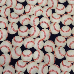 One Half Yard of Fabric - Baseballs, Navy Background, Baseball Fabric, Sports Fabric, Game Fabric