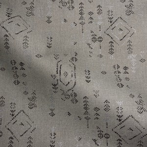 Fabric By the Half Yard - Southwestern Aztec Design on Gray, Silver Metallic, Aztec Fabric, Geometric Design, Southwestern Fabric