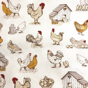 Fabric By The Half Yard - Chickens, Canvas, Home Dec Fabric, Duck Fabric, Farm Fabric, Chicken Fabric image 4