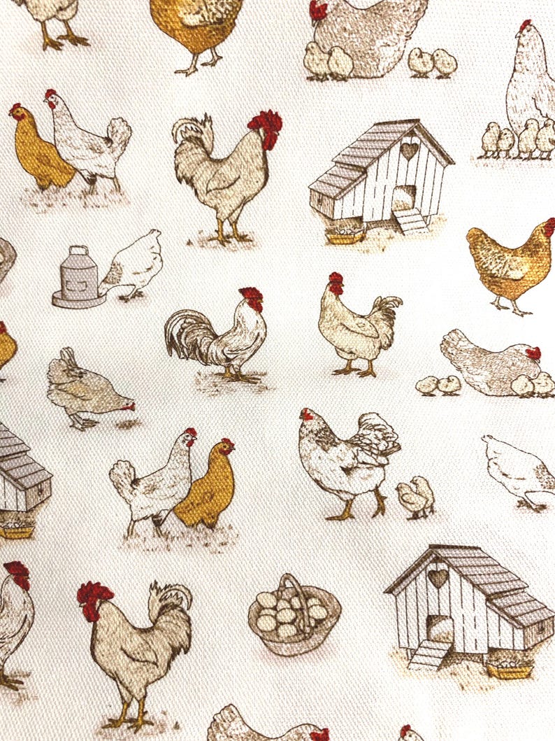 Fabric By The Half Yard - Chickens, Canvas, Home Dec Fabric, Duck Fabric, Farm Fabric, Chicken Fabric image 4