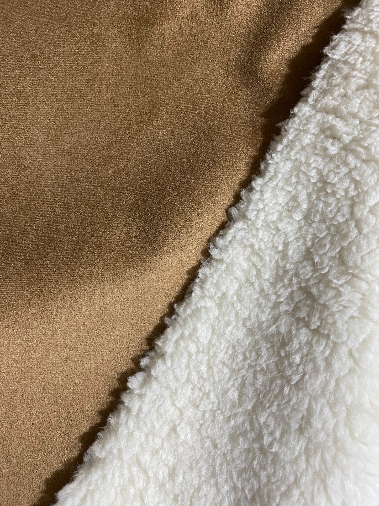 One Half Yard of Suede Sherpa Fabric Ivory Sherpa Brown | Etsy