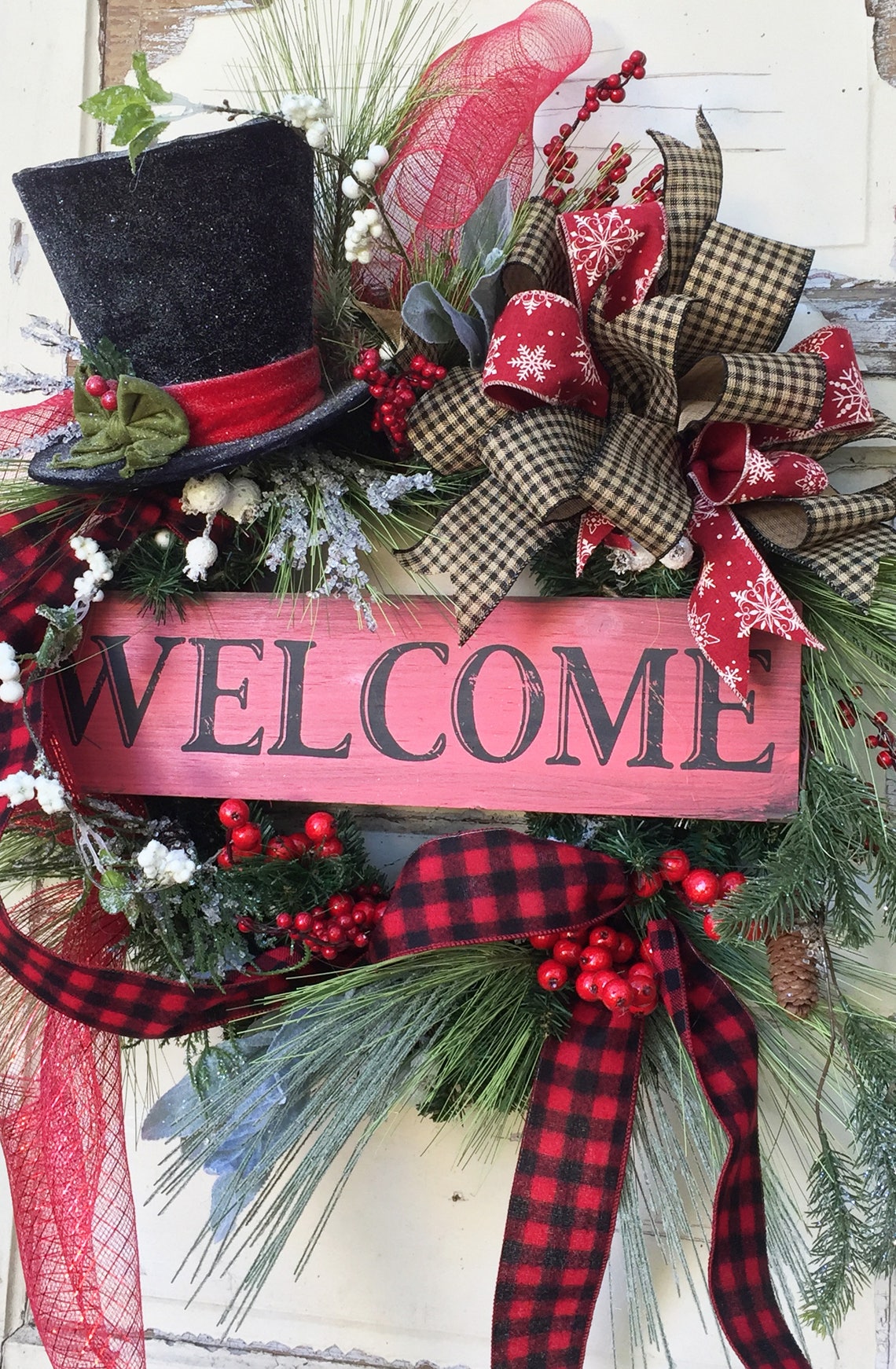 Christmas Door WreathChristmas Wreath Christmas Door Decor Etsy