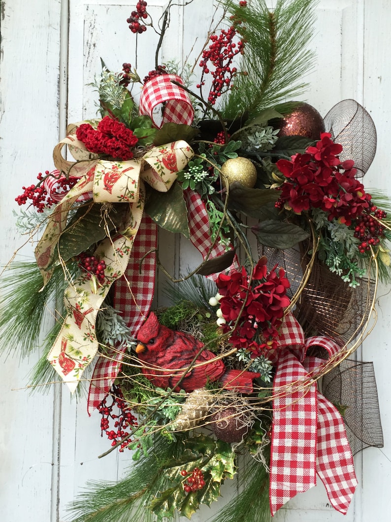 Cardinal Christmas Wreath Traditional Christmas Woodland | Etsy