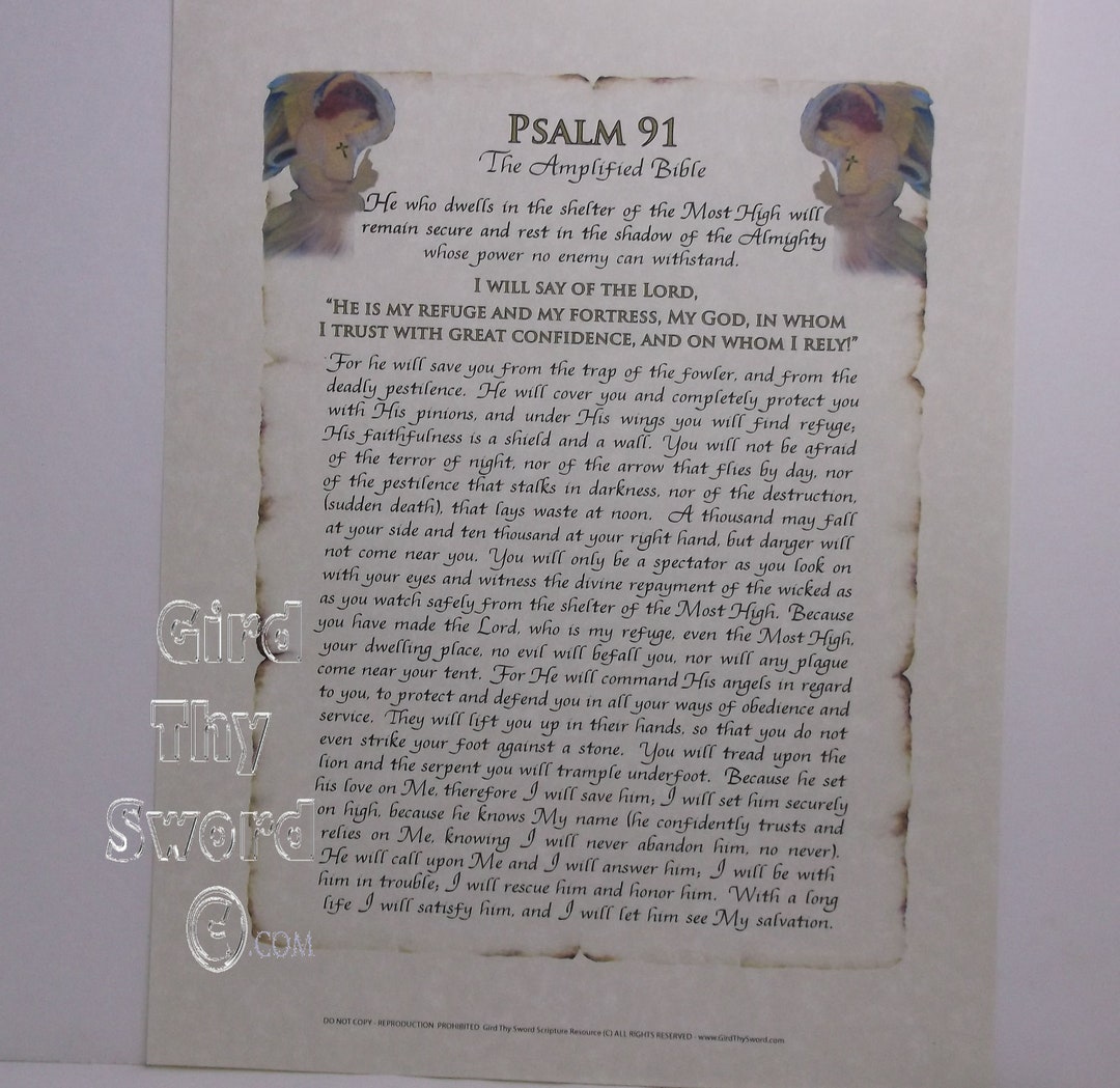 Psalm 91 Entire Psalm Amplified Bible 8 1/2 X Etsy
