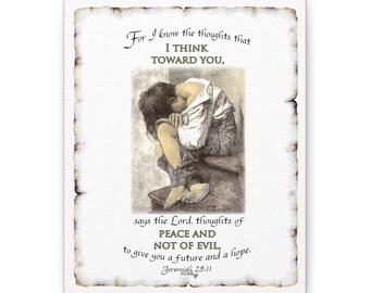 Jeremiah 29:11  God's thoughts toward you, Thoughts of Good and Not Evil   My Original Illustrated Scripture Verse in My Calligraphy