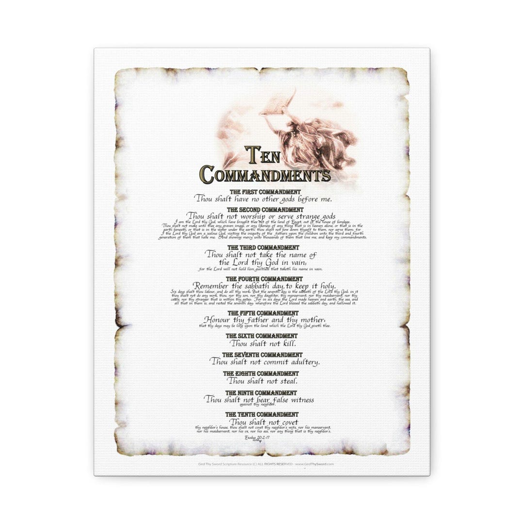 Exodus 20:2-17 Complete KJV the TEN Commandments Canvas Gallery Wrap My ...