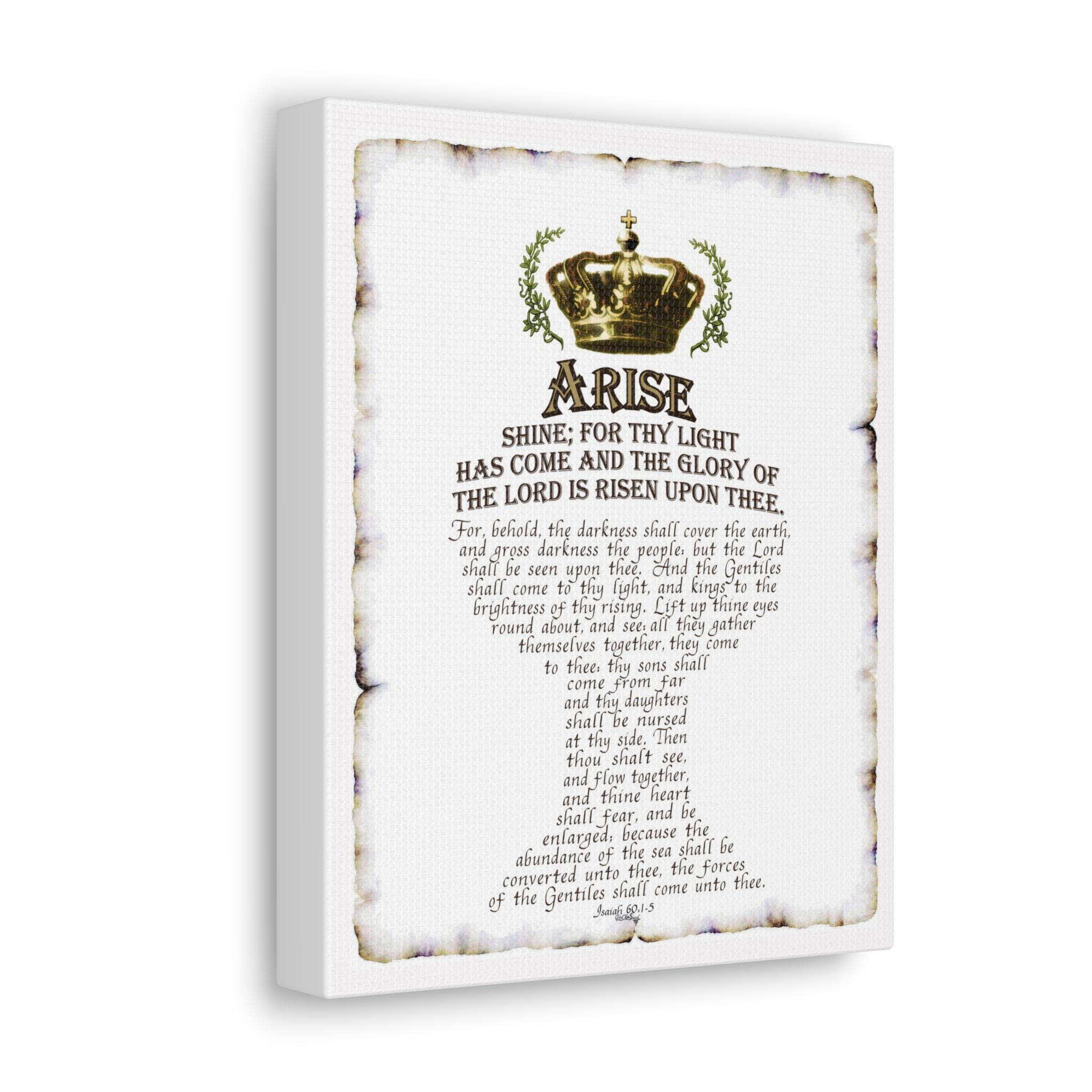 Isaiah 60:1-5 Arise, Shine for Thy Light Has Come Canvas Gallery Wrap ...