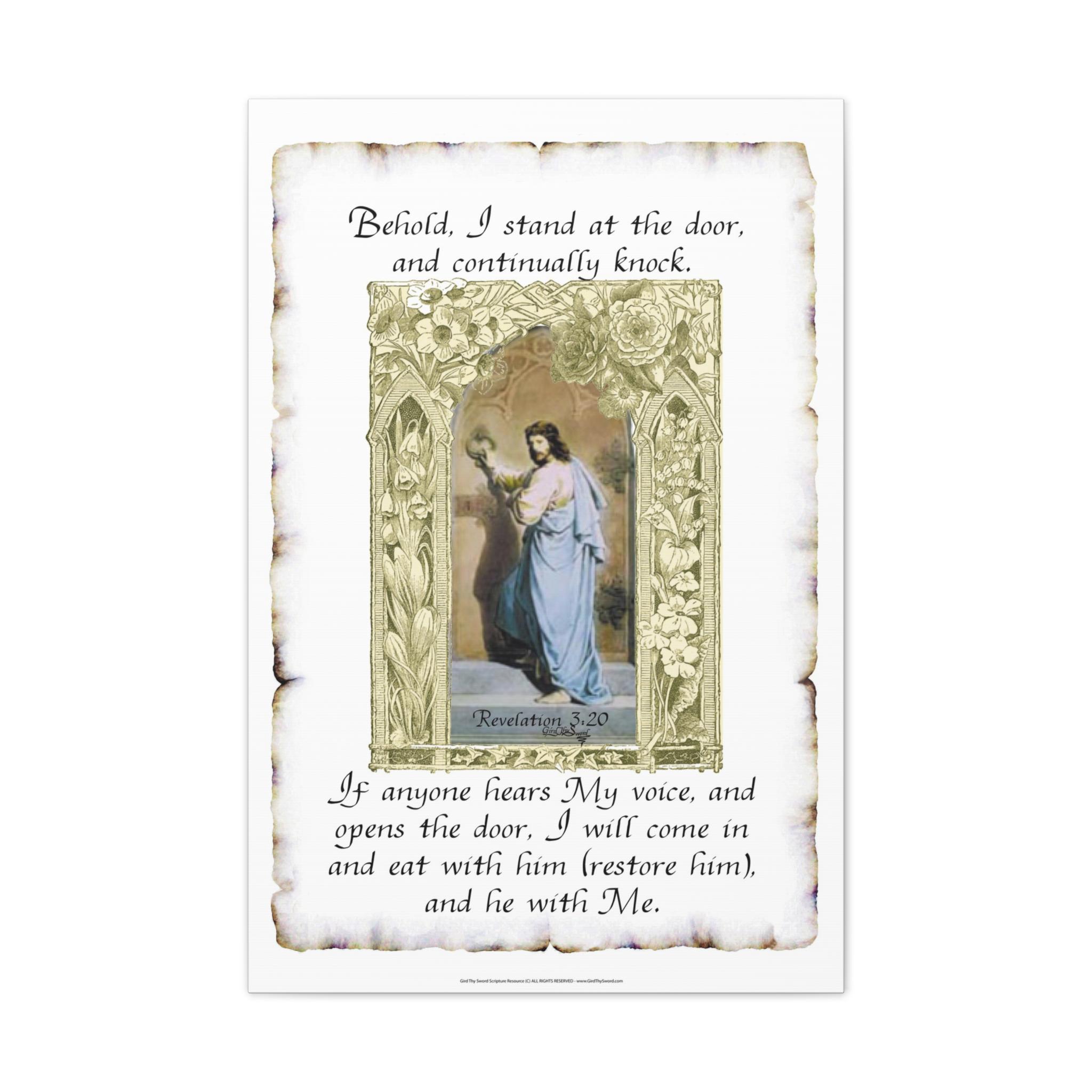 Revelation 3:20 Behold I Stand at the Door and Knock Stretched Canvas ...