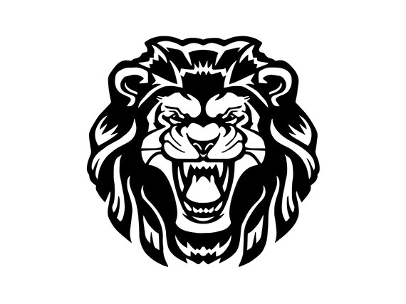 Lion Template Papercut Svg Silhouette Digital Graphics Etsy