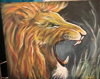 Roaring Lion  of Judah. Original painting on canvas