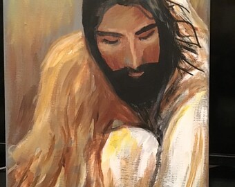 Jesus with His Beloved 9x12 original painting