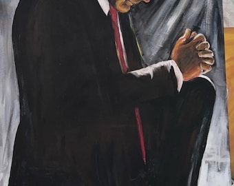 Donald Trump Praying  President, Original Painting large 36x24 canvas