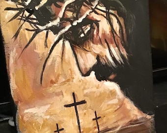 Jesus,Passion of The Christ, Crucifixion,original painting 8x10