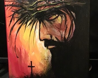 Jesus,Passion of The Christ, Crucifixion,original painting 8x10