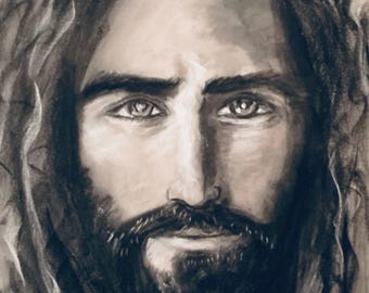 Jesus Christ Charcoal Painting Print, Religious Art (8.5x11)