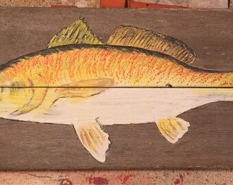 Redfish Painting on Rustic Cedar Wood, Fishing Sign (30x10)